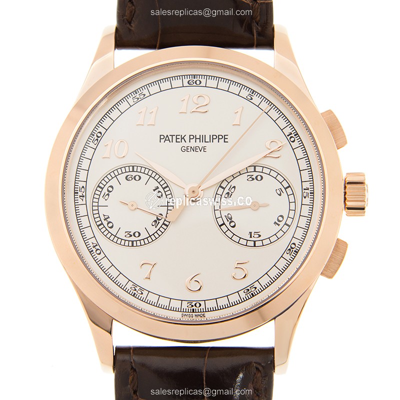 Patek Philippe 5170R-001 Complications Manual Wind 18kt Rose Gold - White Dial Alligator Brown Clasp