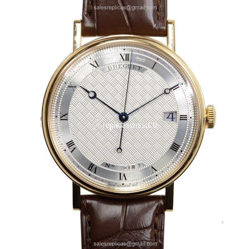 Breguet 5177BA/12/9V6 Classic - Auto - 18kt Yellow Gold - Silver Dial - Brown Alligator Buckle