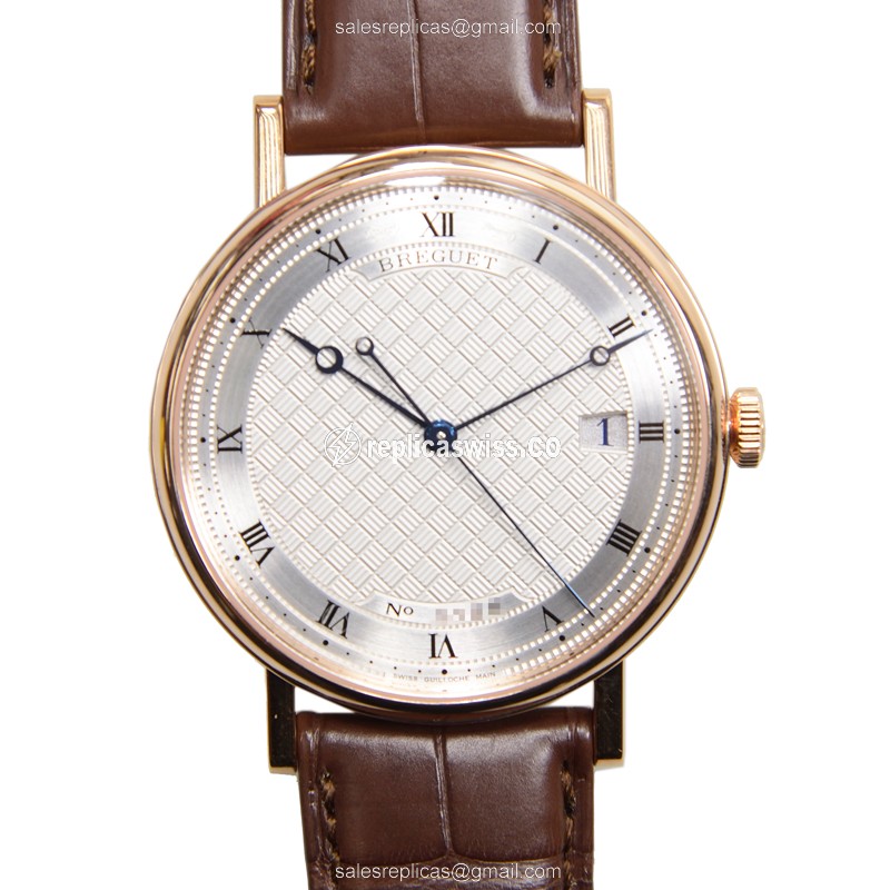 Breguet 5177BR/12/9V6 Classic - Auto - 18K Rose Gold - Silver Dial - Brown Alligator Buckle