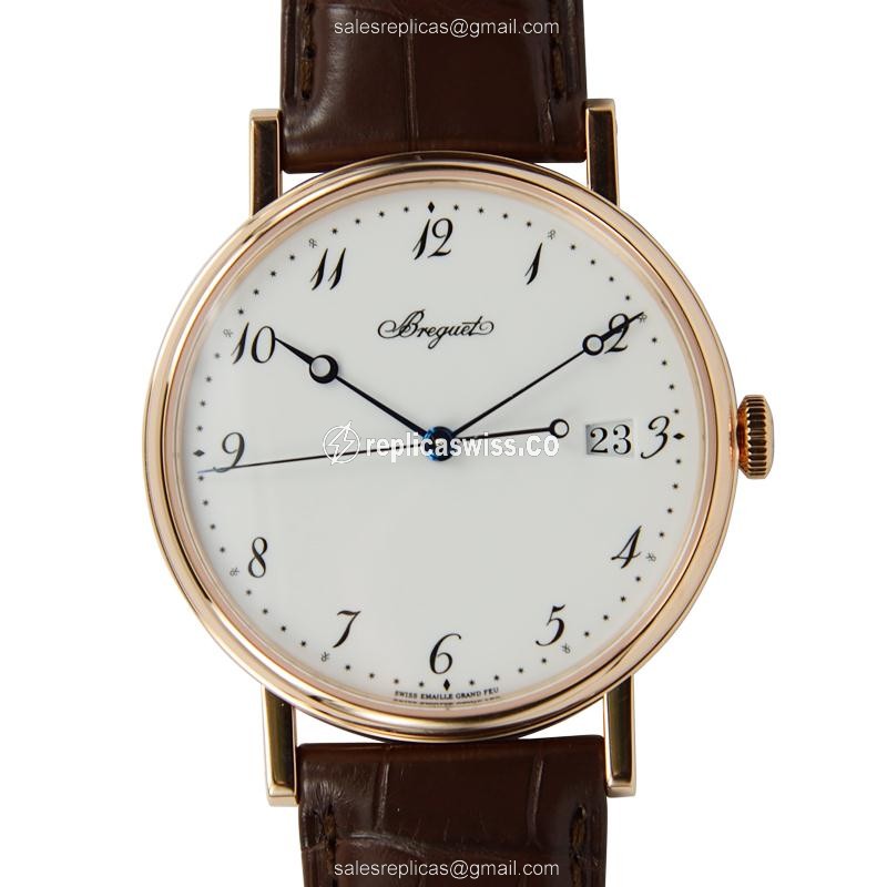 Breguet 5177BR/29/9V6 Classic - Automatic - 18kt Rose Gold - White Dial - Brown Alligator Buckle