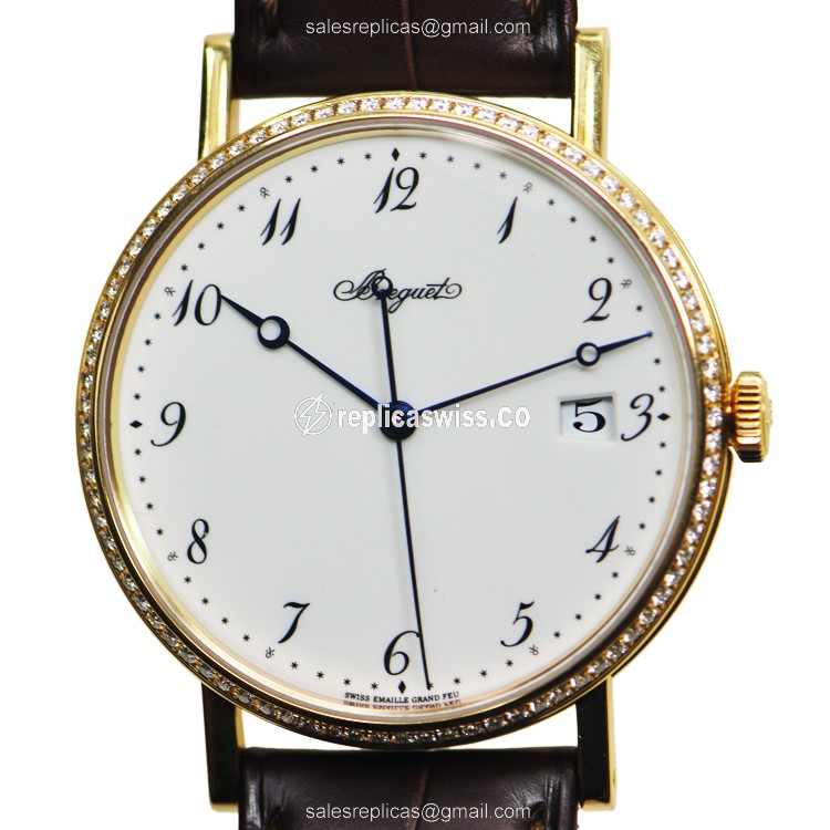 Breguet 5178BA/29/9V6/D000 Replica - Auto - 18kt Gold - Diamond Set - White Dial