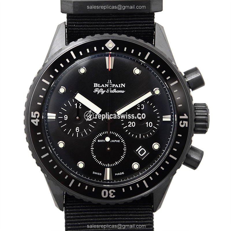 Blancpain 5200-0130-NABA Replica - Automatic - Black Dial - Steel Case - Black Nylon Strap