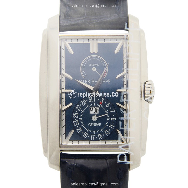 Patek Philippe 5200G-001 GONDOLO - Manual Wind - 18kt Gold - Blue Dial - Alligator Blue Buckle - Luxury Replica GONDOLO Watch