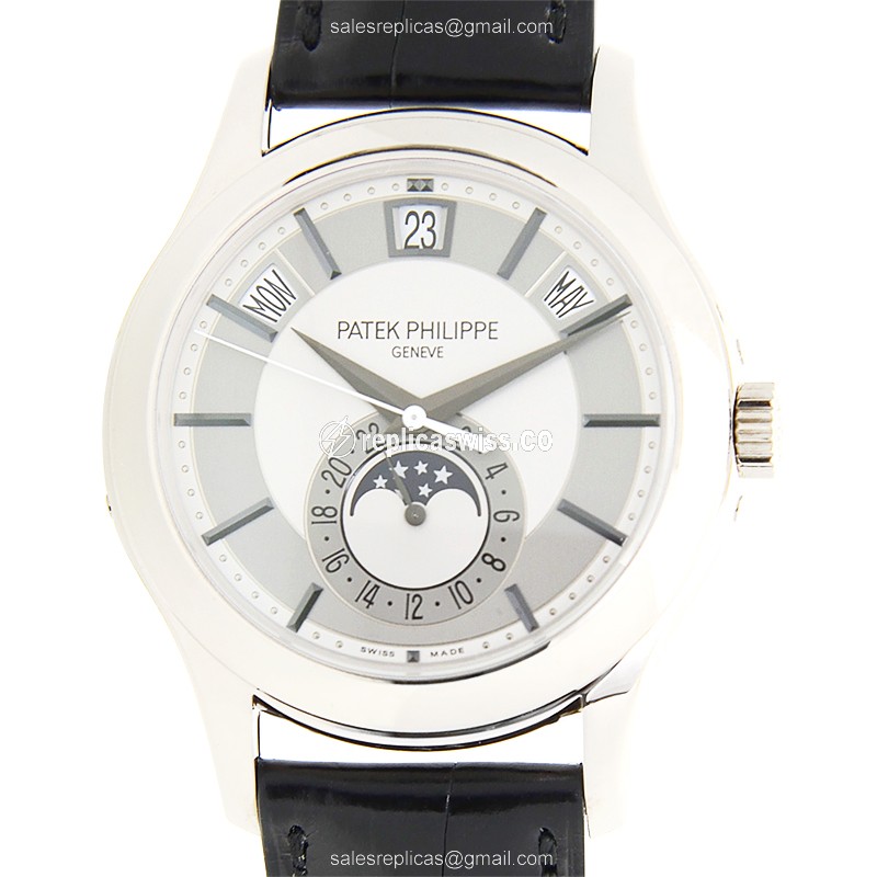 Patek Philippe 5205G-001 Replica - Automatic - 18kt Gold - Gray Dial, Black Alligator Strap