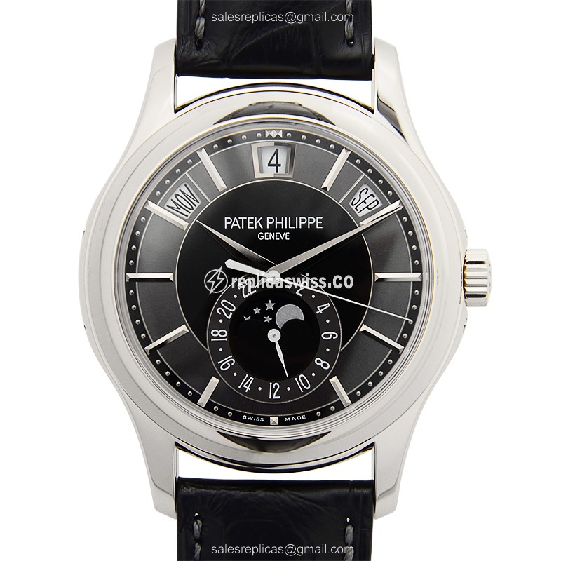 Patek Philippe 5205G-010 Replica - Automatic - 18kt Gold - Gray Dial - Black Alligator Strap