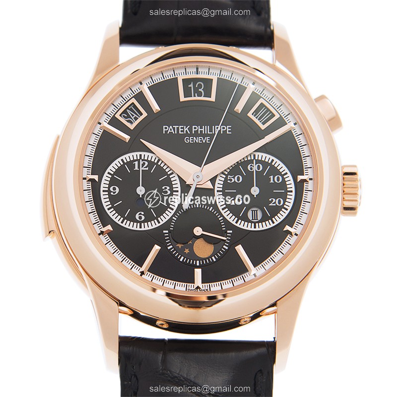 Patek Philippe 5208R-001 Replica - Automatic - 18kt Rose Gold - Black Dial - Alligator Black Clasp