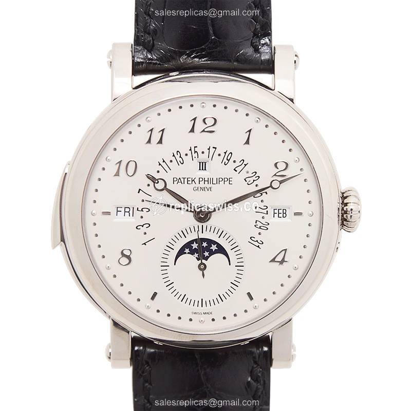 Patek Philippe 5213G-001 Grand Complications - Automatic - 18kt White Gold - White Dial - Black Alligator Strap