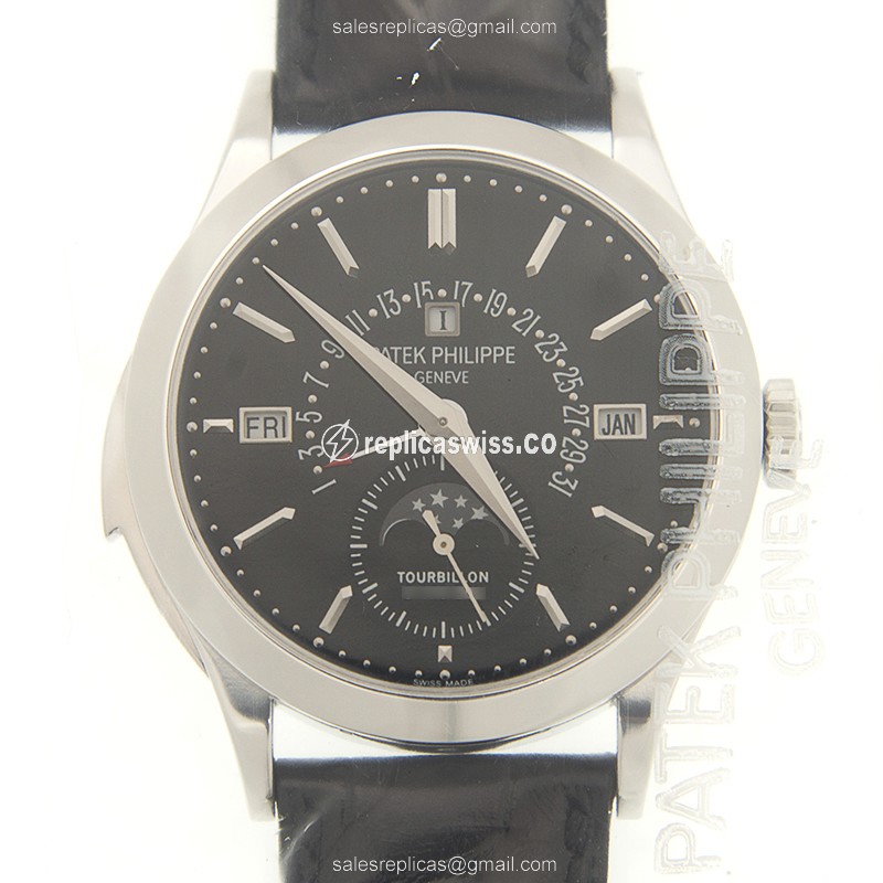 Patek Philippe 5216P-001 Grand Complications Manual Wind 950 Platinum - Black Dial - Alligator Black Clasp