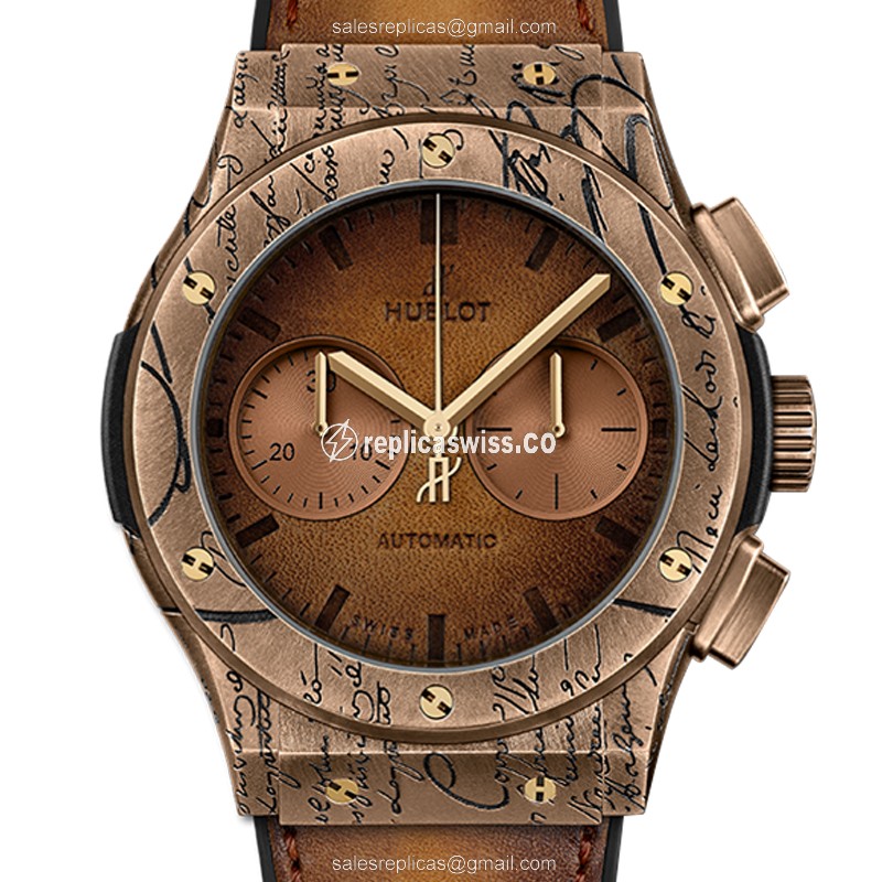 Hublot Classic Fusion Replica - Automatic - Bronze Case - Brown Dial - Leather Strap