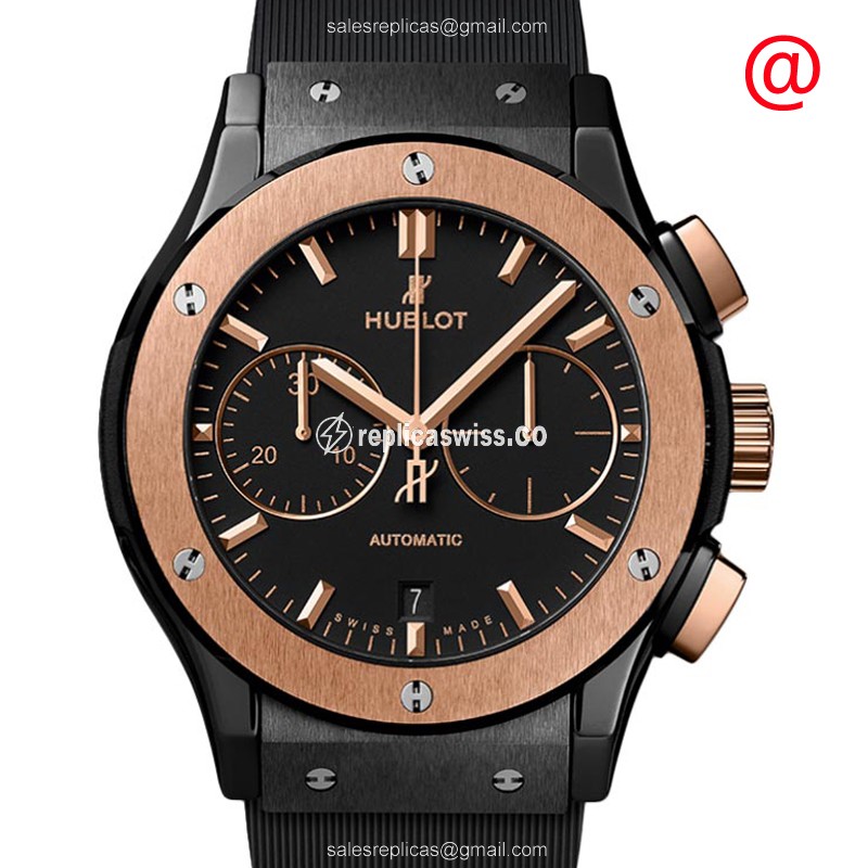 Hublot Classic Fusion Replica - Automatic - Ceramic Case - Black Dial - Black Rubber Strap