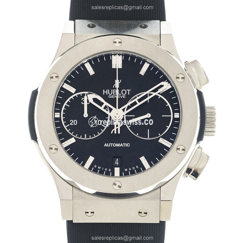 Hublot Classic Fusion Replica - Automatic - Titanium Case - Black Dial - Rubber Strap
