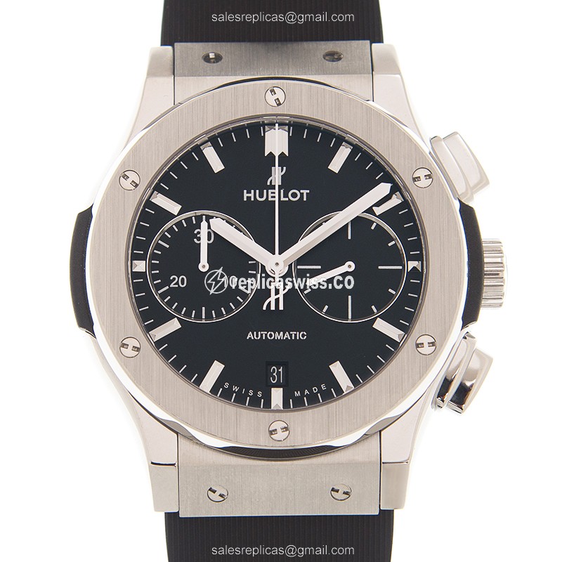 Hublot Classic Fusion Replica - Automatic - Black Dial - Rubber Strap - Buckle Clasp