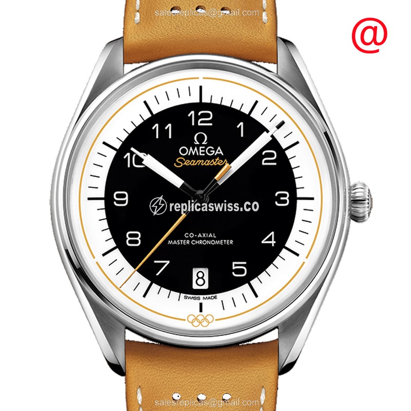 Omega Seamaster Replica - Automatic - Stainless Steel - Black Dial - Brown Leather Strap - Luxury Replica SEAMASTER Watch