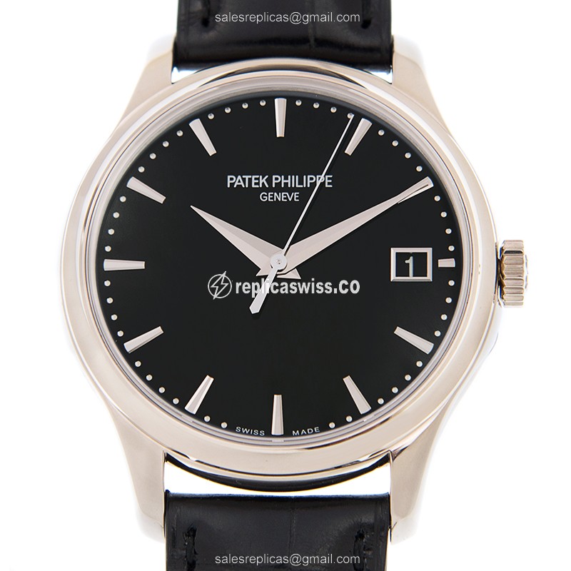 Patek Philippe 5227G-010 CALATRAVA - Auto 18kt Gold - Silver Dial - Black Alligator Buckle - Luxury Replica CALATRAVA Watch