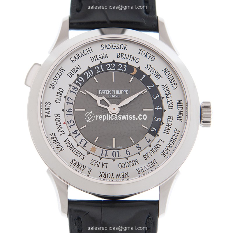 Patek Philippe 5230G-014 Replica - Automatic - 18kt Gold - White Dial - Black Leather Strap
