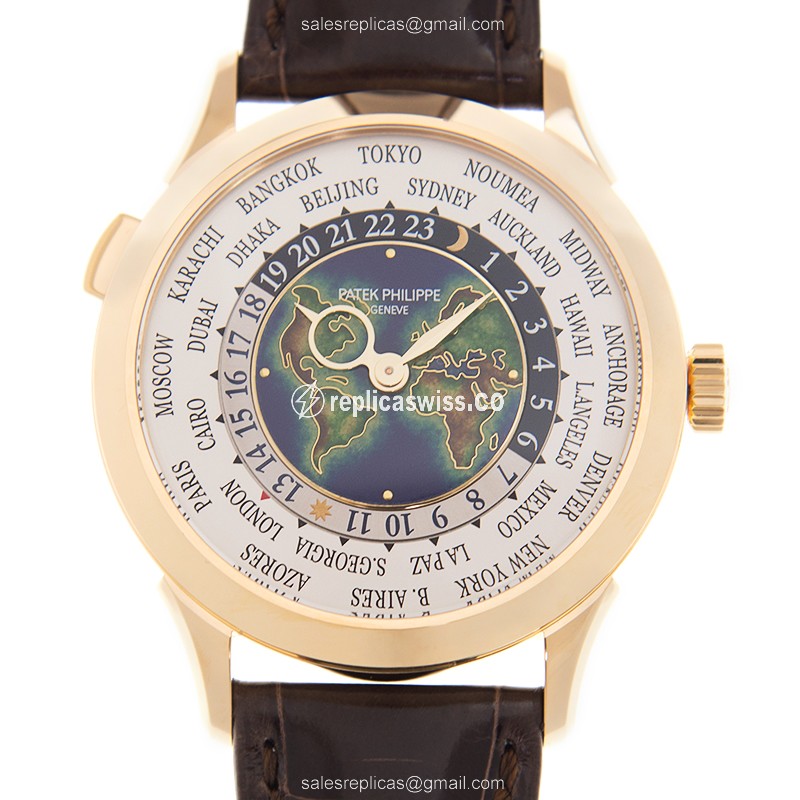 Patek Philippe 5231J-001 Replica - Automatic - 18kt Gold - White Dial - Brown Leather Strap
