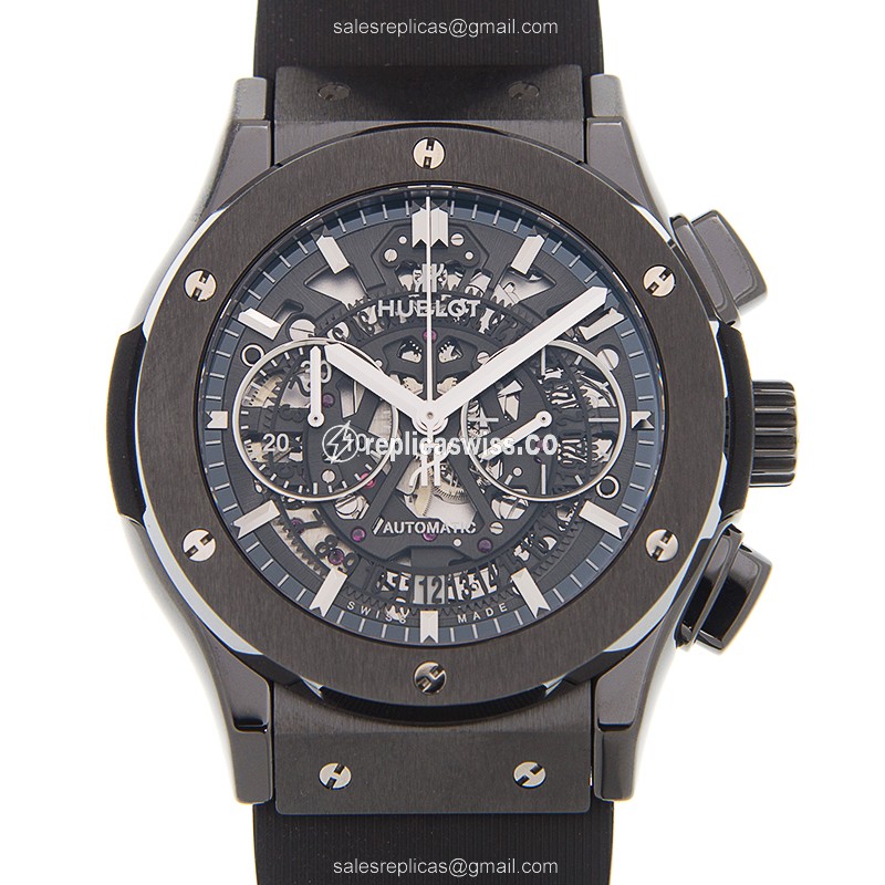 Hublot Classic Fusion Replica - Automatic - Steel Case - Black Dial - Rubber Strap - Luxury Replica CLASSIC FUSION Watch