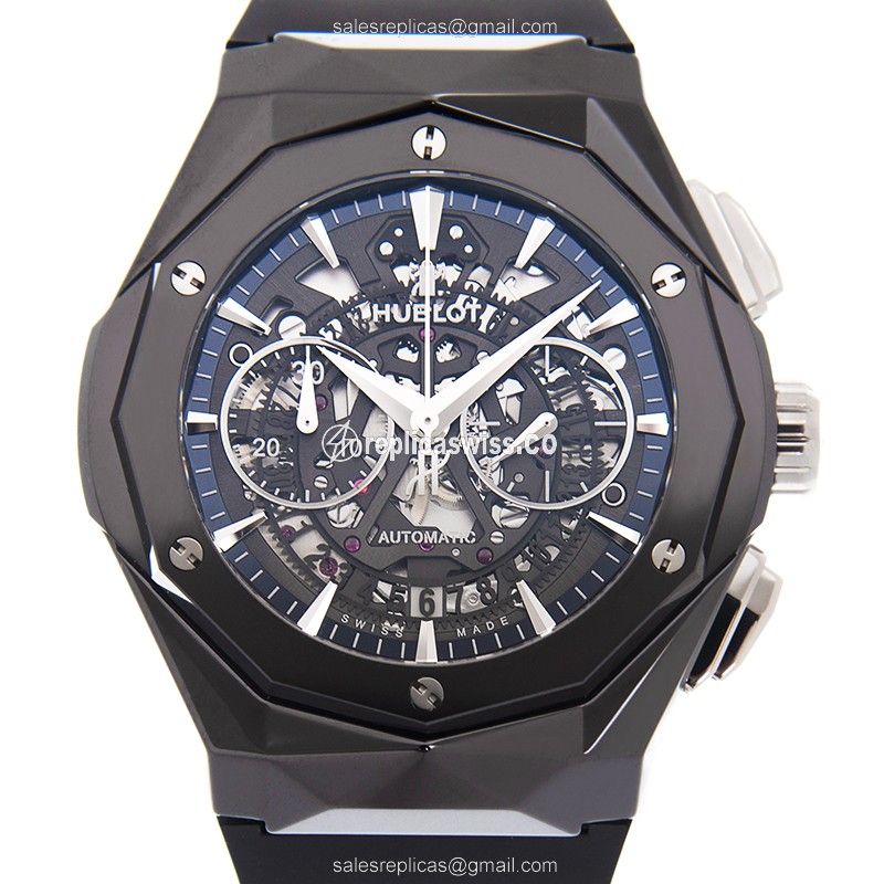 Hublot Classic Fusion Replica - Automatic - Ceramic Case - Black Dial - Rubber Strap
