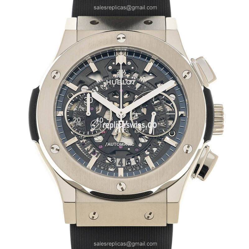 Hublot Classic Fusion Replica - Automatic - Titanium Case - Transparent - Black Rubber Strap