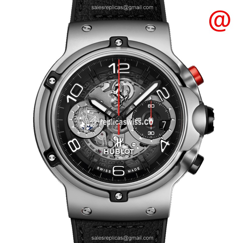 Hublot Classic Fusion Replica - Automatic - Titanium Case - Transparent Dial - Black Rubber Strap