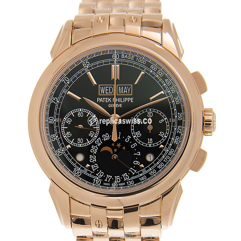 Patek Philippe 5270/1R-001 Grand Complications - Manual - 18kt Rose Gold - Black Dial - Gold Clasp