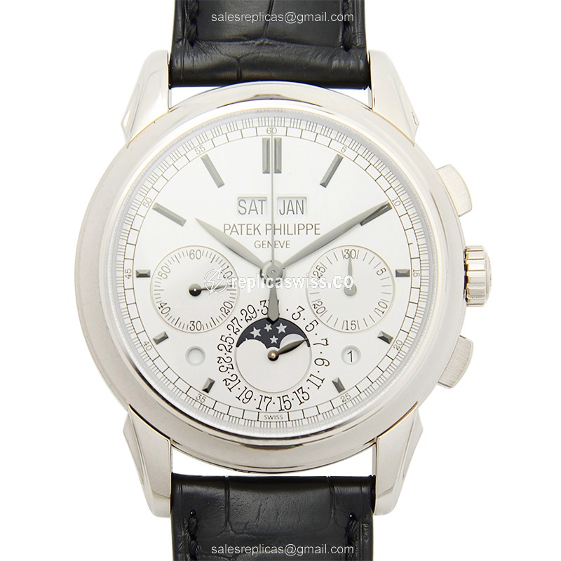 Patek Philippe 5270G-001 Replica - Manual Wind - 18kt Gold Case - White Dial - Black Alligator Strap
