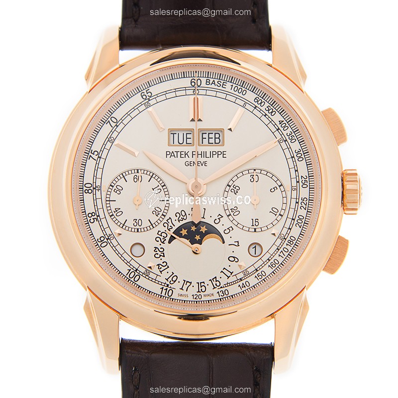 Patek Philippe 5270R-001 GRAND Complications - Manual Wind - 18kt Rose Gold - White Dial - Black Alligator Strap