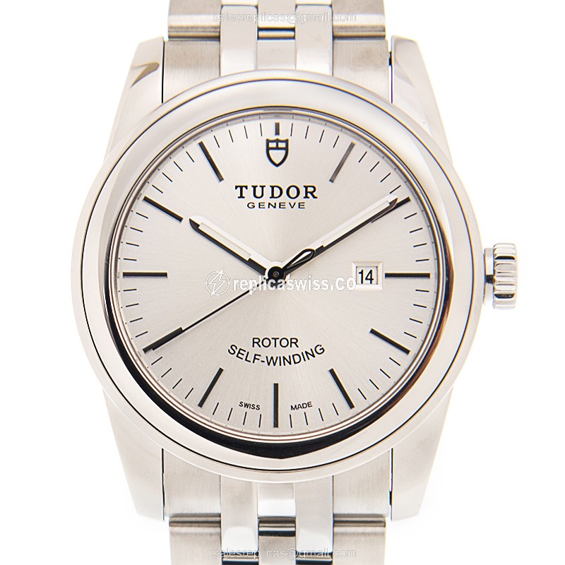 Tudor Glamour Date Replica - Automatic - Steel Case - Silver Dial - Steel Strap - Luxury Replica GLAMOUR DATE Watch