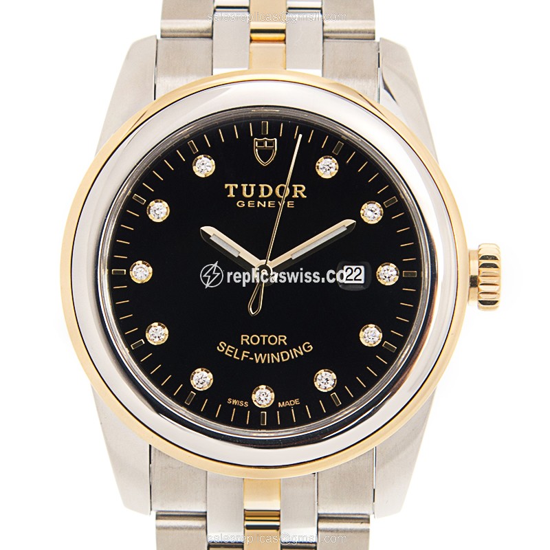 Tudor Glamour Date Replica - Automatic - Steel - Black - 40mm - Luxury Replica GLAMOUR DATE Watch