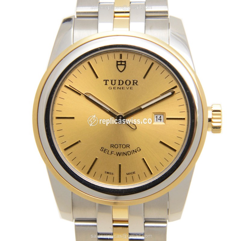Glamour Date Tudor Replica - Automatic - 18kt Gold Case - Silver Dial - Luxury Replica GLAMOUR DATE Watch