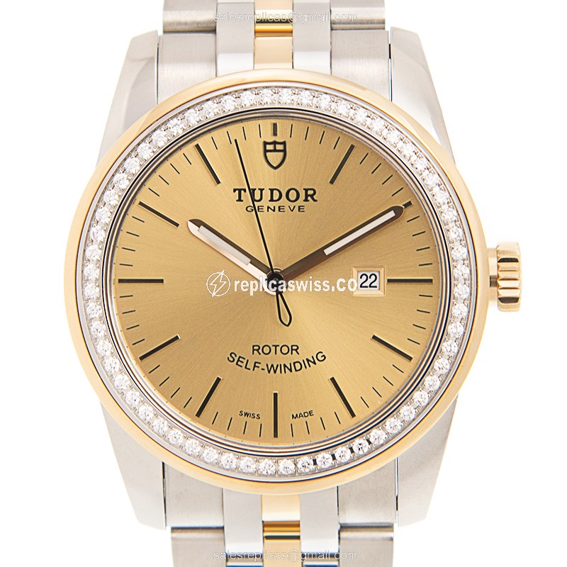 Tudor Glamour Date Replica - Automatic - Gold - Gold Strap - Clasp - Luxury Replica GLAMOUR DATE Watch