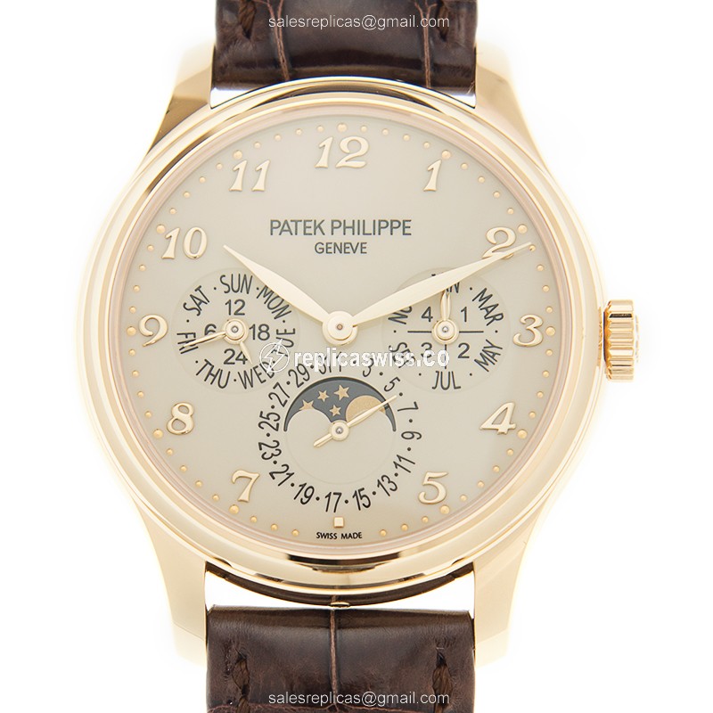 Patek Philippe 5327J-001 Grand Complications Replica - Auto - 18kt Gold - White Dial - Brown Alligator Strap