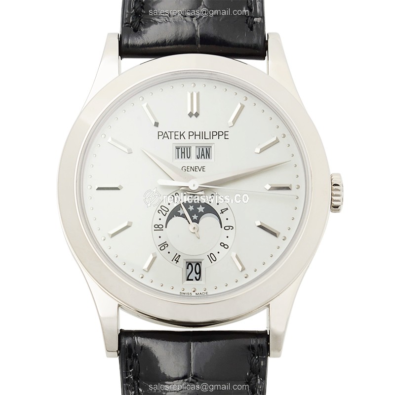 Patek Philippe 5396G-011 Replica - Automatic - 18kt White Gold - White Dial - Black Alligator Strap