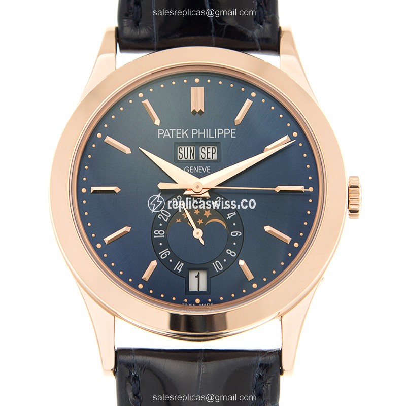 Patek Philippe 5396R-014 Replica - Automatic - 18kt Rose Gold - Blue Dial - Alligator Blue Strap - Luxury Replica COMPLICATIONS Watch