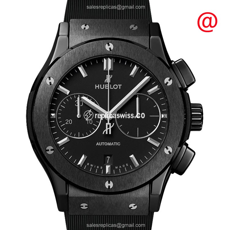 Hublot Classic Fusion Replica - Automatic - Ceramic Case - Black Dial - Rubber Strap