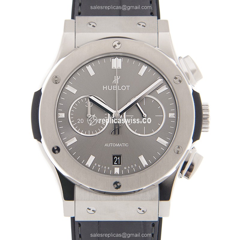 Hublot Classic Fusion Replica - Automatic - Titanium Case - Gray Dial - Grey Alligator Strap