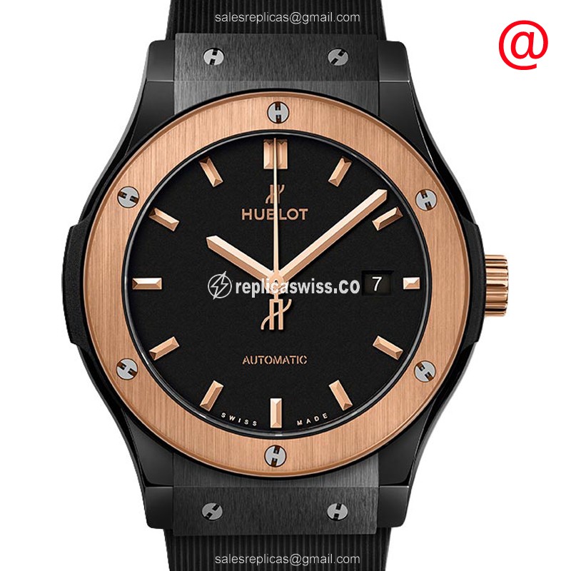 Hublot Classic Fusion Replica - Automatic - Ceramic Case - Black Dial - Black Rubber Strap