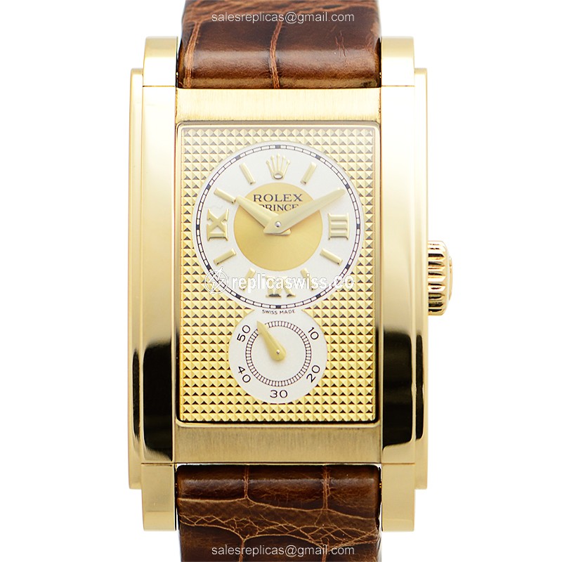 Rolex Cellini Series Replica - Manual Wind - 18kt Yellow Gold Case - Gold Dial - Leather Strap