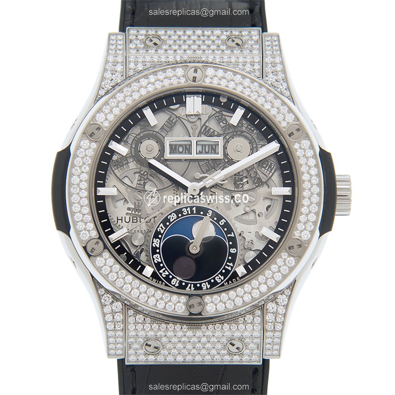 Hublot Classic Fusion Watch - Diamond - Skull - Alligator