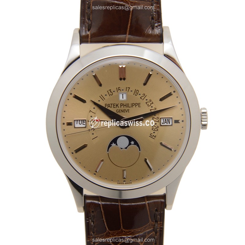 Patek Philippe 5496P-014 Grand Complications - Automatic - Platinum - Gold Dial - Brown Alligator Strap