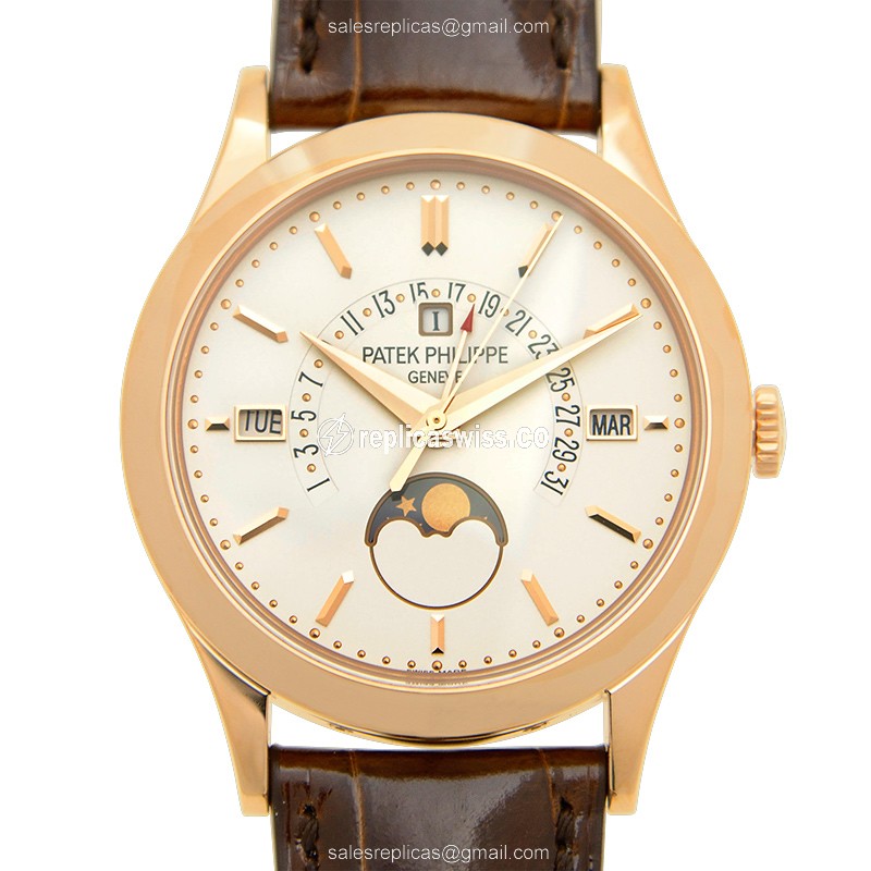 Patek Philippe 5496R-001 Grand Complications - Auto - 18kt Rose Gold - Beige Dial - Brown Alligator Strap