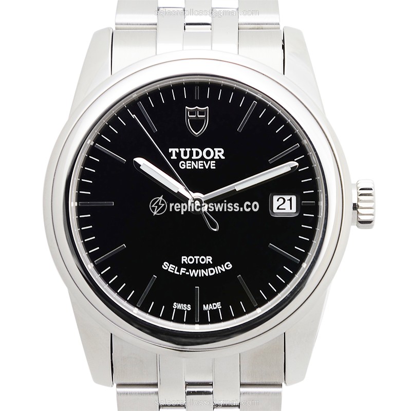 Tudor Glamour Date Replica Watch - Automatic - Steel - Black - Luxury Replica GLAMOUR DATE Watch