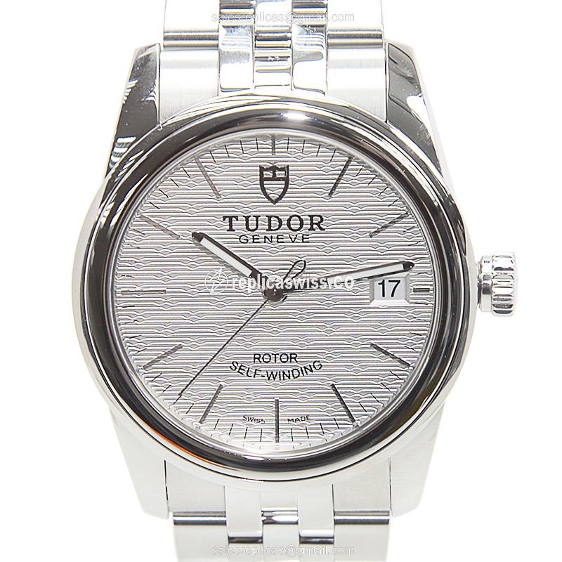 Tudor Glamour Date Replica - Automatic - Steel Case - Silver Dial - Silver Strap - Luxury Replica GLAMOUR DATE Watch