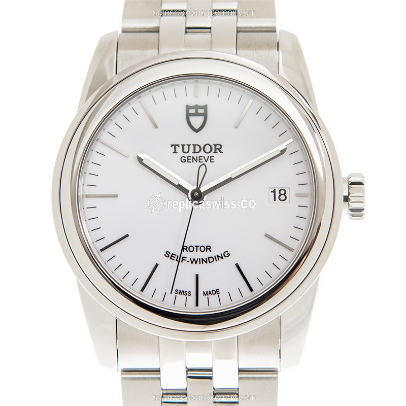 Tudor Glamour Date Replica Watch, Automatic, Steel, White - Luxury Replica GLAMOUR DATE Watch