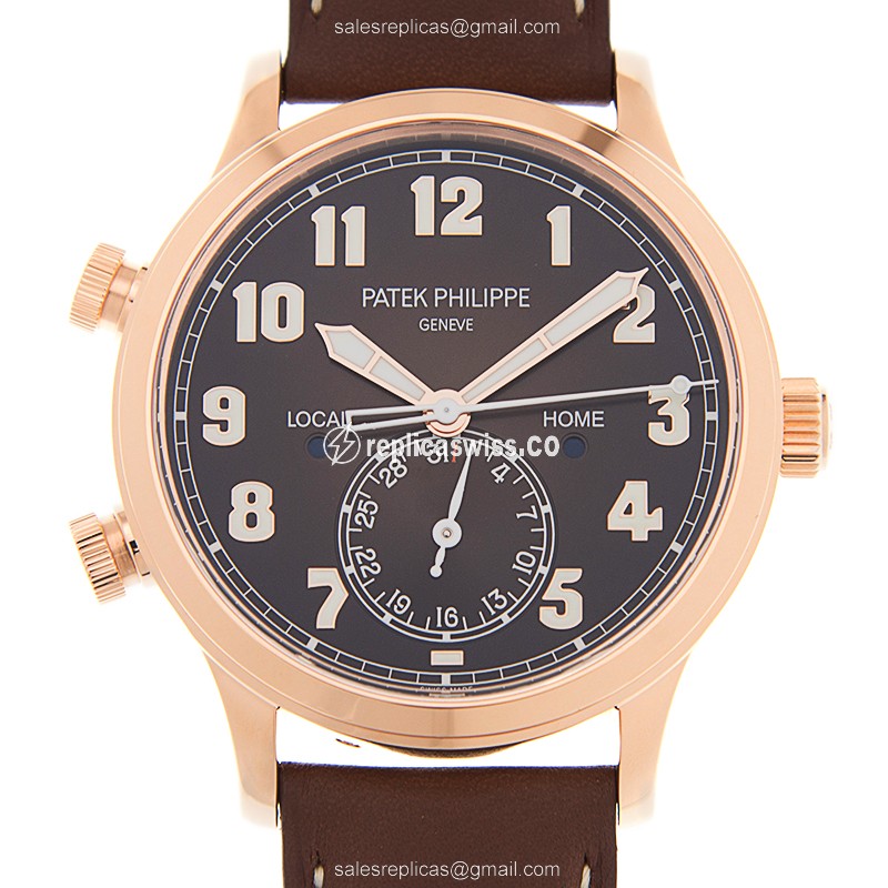 Patek Philippe 5524R-001 Replica - Automatic - 18kt Rose Gold - Brown Dial, Leather Strap
