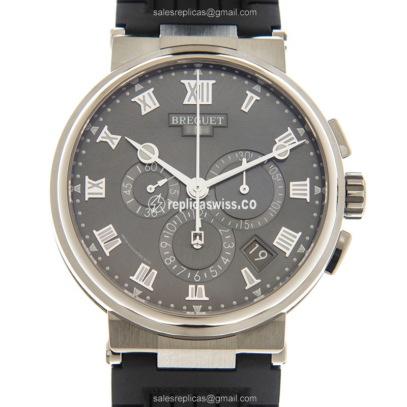 Breguet 5527TI/G2/5WV MARINE - Automatic Titanium - Gray Dial - Black Rubber Strap