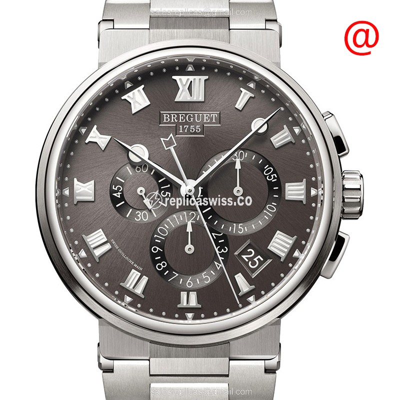Breguet 5527TI/G2/TW0 Replica - Automatic - Titanium Case - Gray Dial - Silver Titanium Band