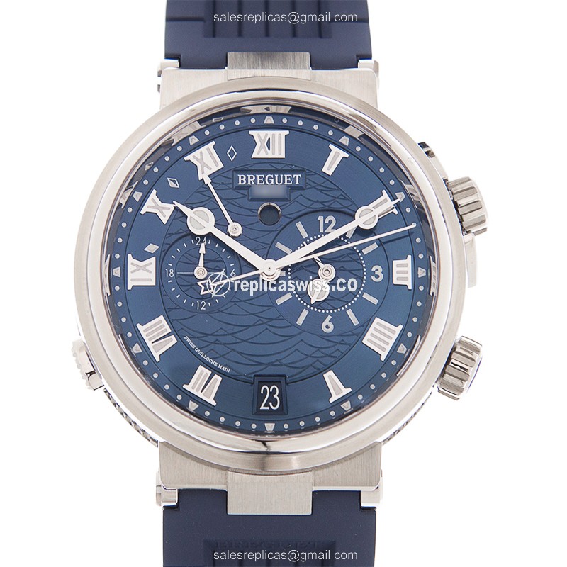 Breguet 5547BB/Y2/5ZU MARINE - Automatic - Steel Case - Blue Dial - Rubber Strap