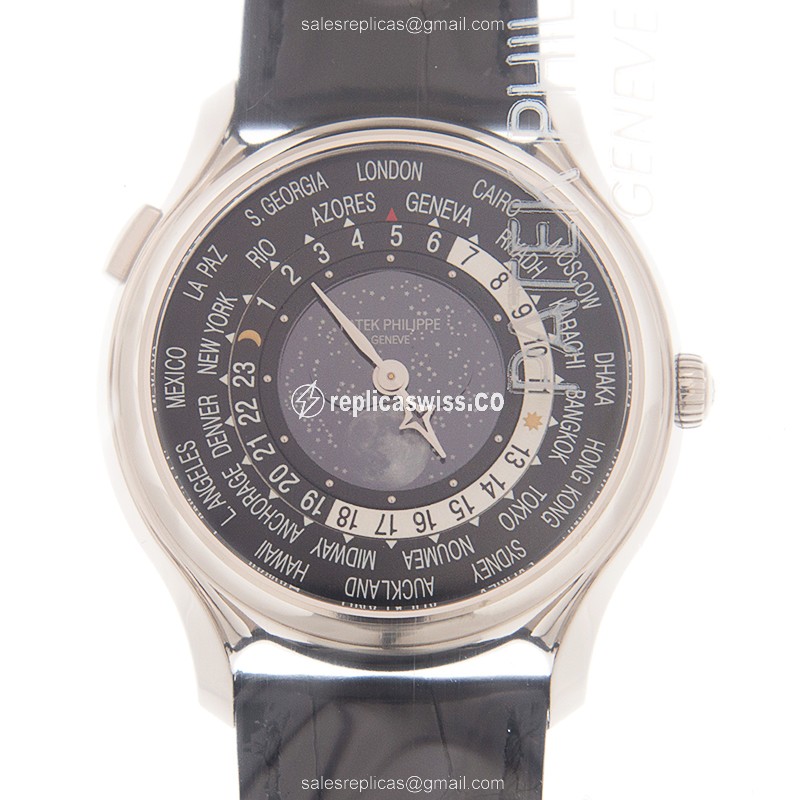Patek Philippe 5575G-001 Replica - Automatic - 18kt Gold - Black Dial - Alligator Black Strap - Luxury Replica ANNIVERSARY SERIES Watch