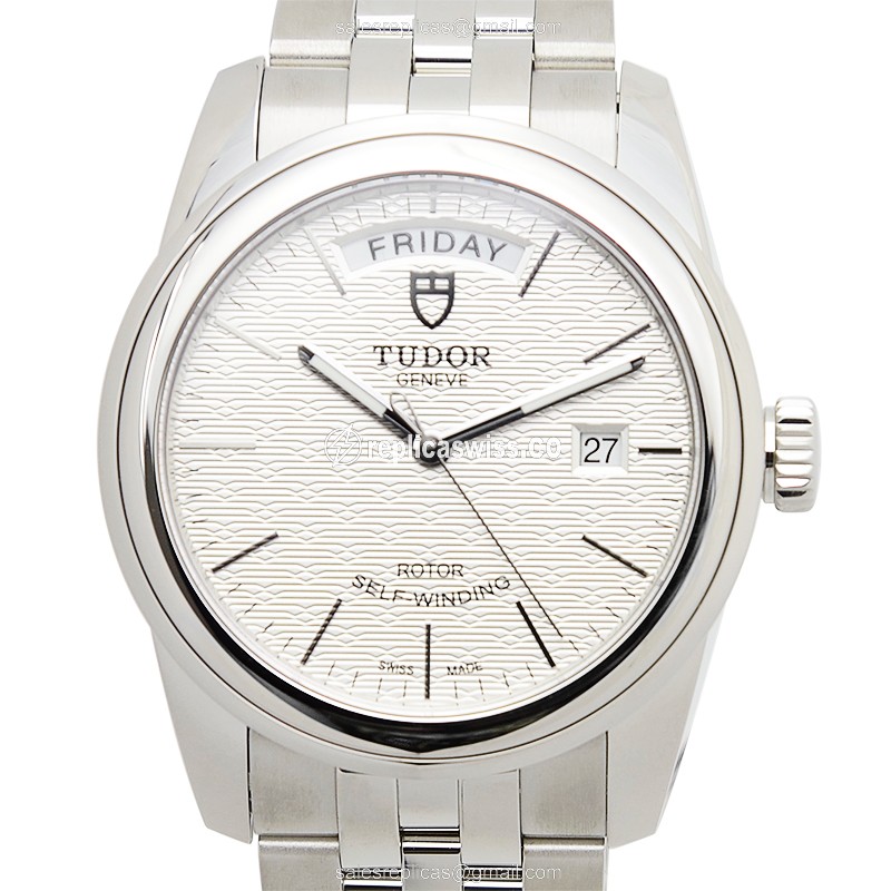 Tudor Glamour Date Automatic - Silver Steel - Black Dial - Silver Clasp